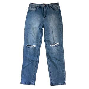 Vibe & Rant Jr. Sz 13 (W31) Straight High-Rise Blue Jeans Distressed Ripped 57T